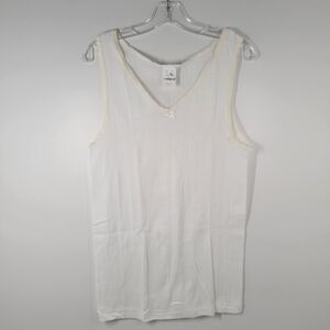 Vintage Y2K Coldpruf 100% Cotton White Cream Lace Cami Tank Top Women Sz 3X NWOT